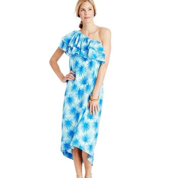 Vineyard Vines Dresses & Skirts - Vineyard Vines Electric Palm One Shoulder High-Low Maxi Dress 6
